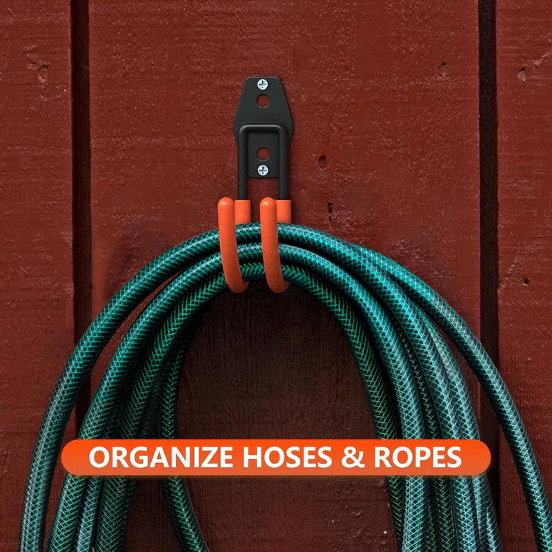 Cpais Garage Hooks with Anti-Slip Coating,Heavy Duty Wall Mount Storage Hooks for Hanging Bike,Hose,Ladder,Yard,Garden Tools (4 Pack Orange 5.5x4.1 Inch) - Image 5
